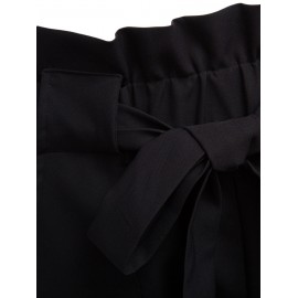 HIGH WAIST BOWTIE DESIGN SLIM PURE COLOR HAREM PANTS WITH BELT