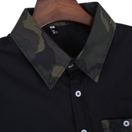 SIMPLE DESIGN CAMOUFLAGE DECORATION LONG SLEEVE BUSINESS SHIRT FOR MALE