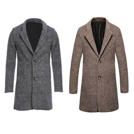 CASUAL TURN DOWN COLLAR MALE WOOLEN CLOTH COAT