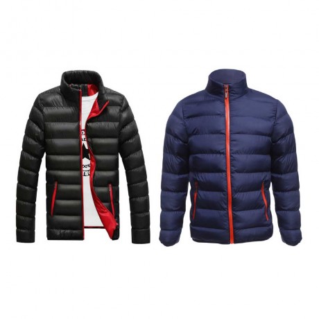 CASUAL SLIM FIT SOLID COLOR MALE STAND COLLAR WARM COAT