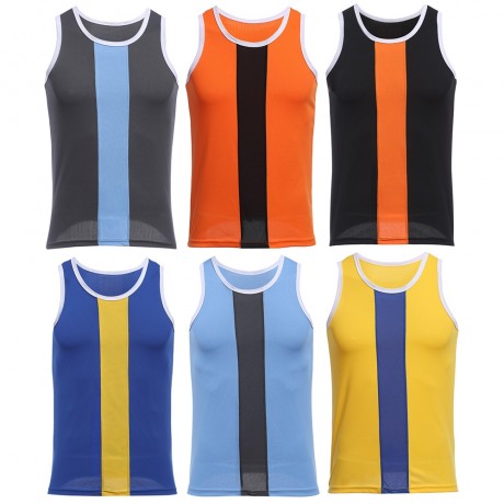 SIMPLE DESIGN MESH ROUND NECK SLEEVELESS MALE BREATHABLE VEST