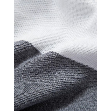 BRIEF ROUND COLLAR COLOR BLOCK KNITTED PULLOVER FOR WOMEN