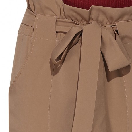 HIGH WAIST BOWTIE DESIGN SLIM PURE COLOR HAREM PANTS WITH BELT