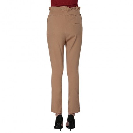 HIGH WAIST BOWTIE DESIGN SLIM PURE COLOR HAREM PANTS WITH BELT