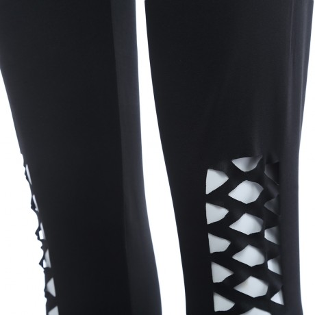 CASUAL HIGH ELASTIC HOLLOW CROSS DESIGN SPORTS PANTS FOR LADIES