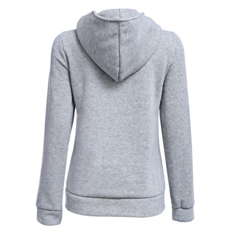 CASUAL TURN-DOWN COLLAR ZIPPER BUTTON DESIGN HOODIE FOR WOMEN