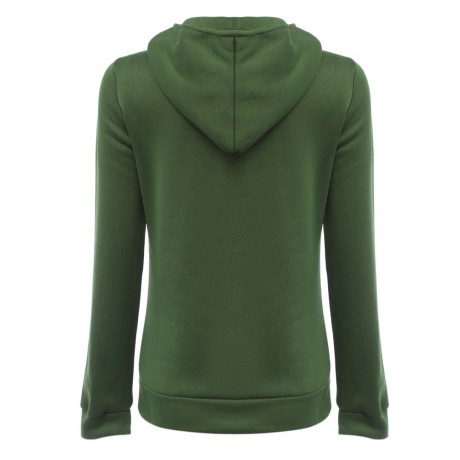 CASUAL TURN-DOWN COLLAR ZIPPER BUTTON DESIGN HOODIE FOR WOMEN
