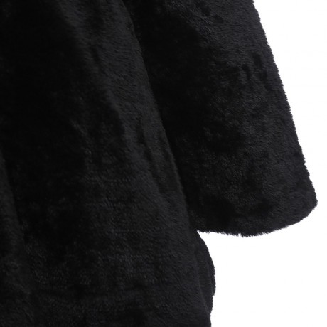 STYLISH HOODED LONG SLEEVE FAUX FUR PURE COLOR WARM COAT FOR LADIES
