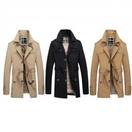 JOOBOX CASUAL TURN DOWN COLLAR BELT DESIGN MALE COAT