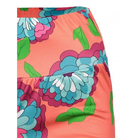 FASHIONABLE ELASTIC WAIST FLORAL PRINT LOOSE-FITTING WOMEN'S EXUMAS PANTS