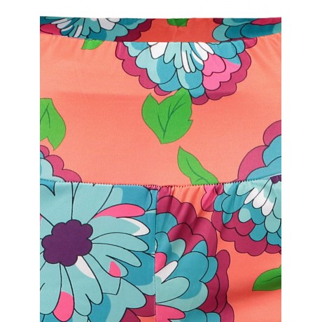 FASHIONABLE ELASTIC WAIST FLORAL PRINT LOOSE-FITTING WOMEN'S EXUMAS PANTS