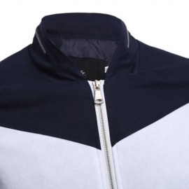 CASUAL PATCHWORK ZIPPER DESIGN STAND COLLAR COAT FOR MALE (DEEP BLUE)