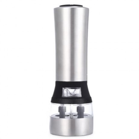 2 IN 1 ELECTRIC STAINLESS STEEL PEPPER SALT MILL GRINDER KITCHEN ACCESSORY (SILVER)