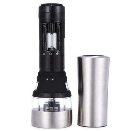 2 IN 1 ELECTRIC STAINLESS STEEL PEPPER SALT MILL GRINDER KITCHEN ACCESSORY (SILVER)