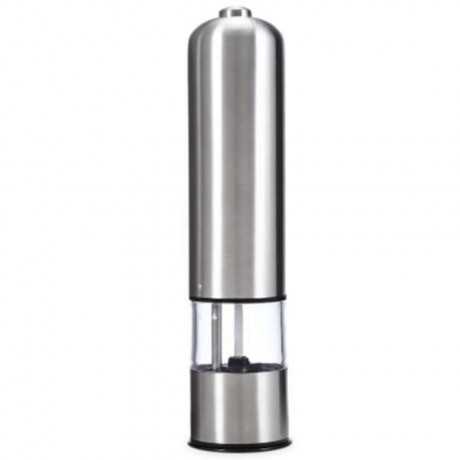 STAINLESS STEEL ELECTRIC PEPPER SALT MILL GRINDER KITCHEN ACCESSORY (SILVER)