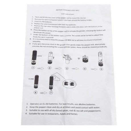 STAINLESS STEEL ELECTRIC PEPPER SALT MILL GRINDER KITCHEN ACCESSORY (SILVER)