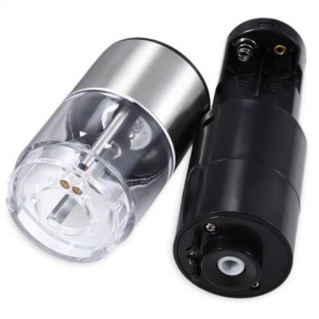 STAINLESS STEEL ELECTRIC PEPPER SALT MILL GRINDER KITCHEN ACCESSORY (SILVER)