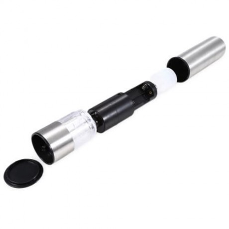STAINLESS STEEL ELECTRIC PEPPER SALT MILL GRINDER KITCHEN ACCESSORY (SILVER)