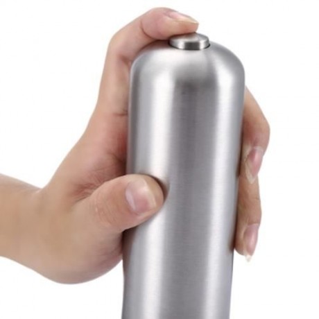 STAINLESS STEEL ELECTRIC PEPPER SALT MILL GRINDER KITCHEN ACCESSORY (SILVER)