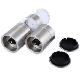 2 IN 1 MANUAL STAINLESS STEEL PEPPER SALT MILL GRINDER KITCHEN ACCESSORY (SILVER)