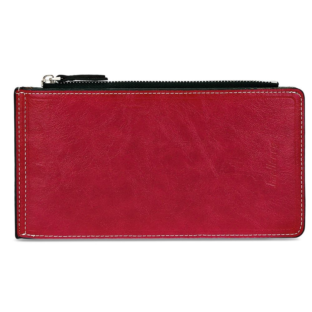 GUAPABIEN SOLID COLOR ZIPPER HASP DESIGN VERTICAL THIN LONG WALLET FOR MEN WOMEN