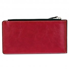 GUAPABIEN SOLID COLOR ZIPPER HASP DESIGN VERTICAL THIN LONG WALLET FOR MEN WOMEN