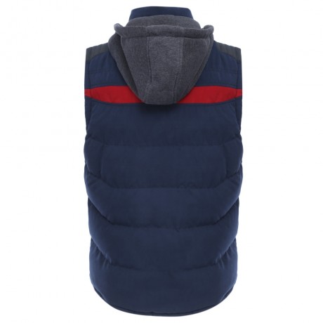JOOBOX STYLISH COLOR BLOCK DESIGN ZIPPER DETACHABLE HAT MALE SLEEVELESS VEST