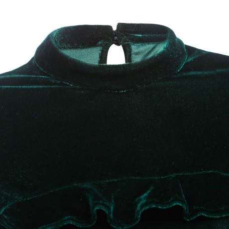 TRENDY LONG SLEEVE STAND COLLAR RUFFLES WOMEN BLOUSE