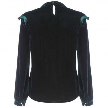TRENDY LONG SLEEVE STAND COLLAR RUFFLES WOMEN BLOUSE