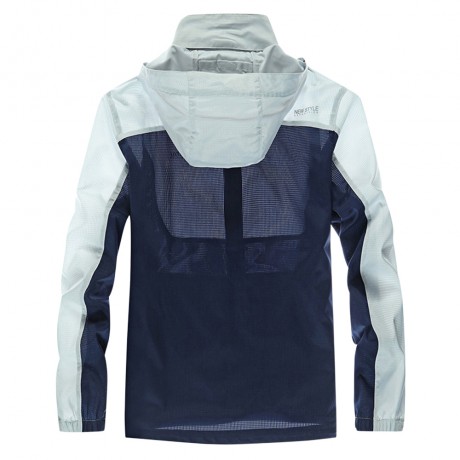 TAPOO CASUAL NEW STYLE LETTER PRINT COLOR BLOCK MALE HOODED ULTRA THIN COAT