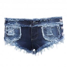 SEXY LOW WAIST LACE-UP FRAYED DENIM WOMEN SHORT JEANS