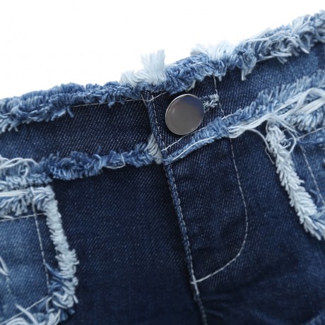 SEXY LOW WAIST LACE-UP FRAYED DENIM WOMEN SHORT JEANS