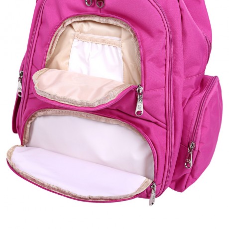 QIMIAOBABY WATER RESISTANT MULTIFUNCTIONAL LARGE CAPACITY DIAPER BAG (BLACK DOT)