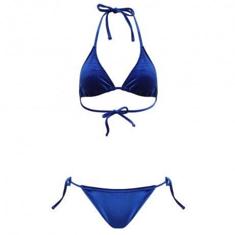 HALTER TIE STRING TRIANGLE VELVET SWIMSUIT WOMEN BIKINI