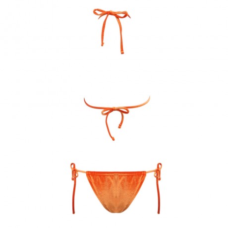 HALTER TIE STRING TRIANGLE VELVET SWIMSUIT WOMEN BIKINI