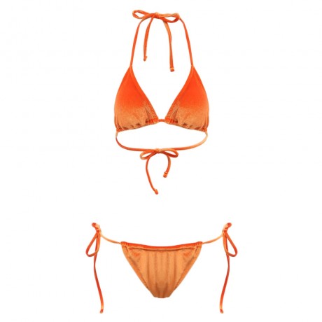 HALTER TIE STRING TRIANGLE VELVET SWIMSUIT WOMEN BIKINI