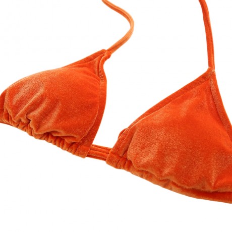 HALTER TIE STRING TRIANGLE VELVET SWIMSUIT WOMEN BIKINI