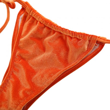 HALTER TIE STRING TRIANGLE VELVET SWIMSUIT WOMEN BIKINI