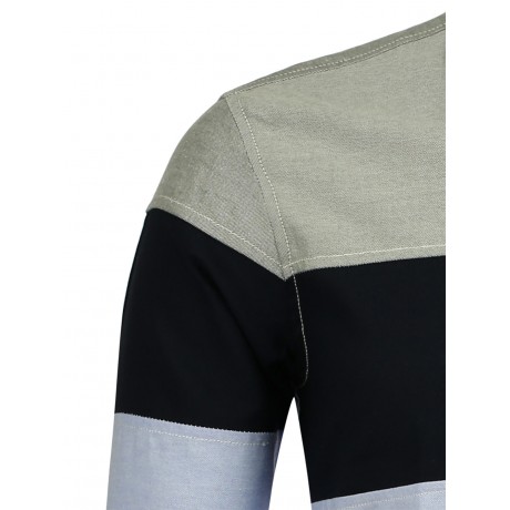 COLOR BLOCK LONG SLEEVE POCKET SHIRT