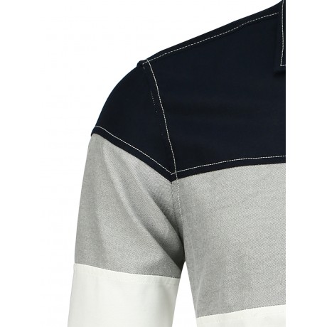 COLOR BLOCK LONG SLEEVE POCKET SHIRT