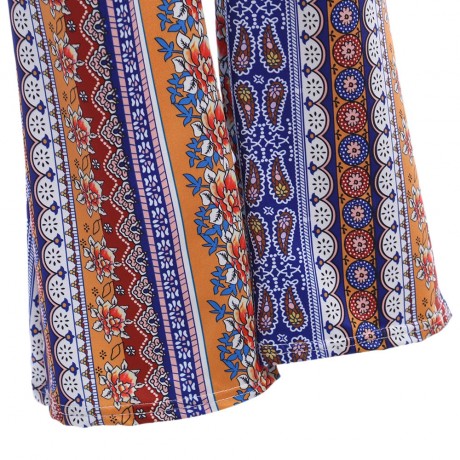 VINTAGE MID WAIST ROSE PRINT SKINNY BELL-BOTTOM WOMEN PANTS