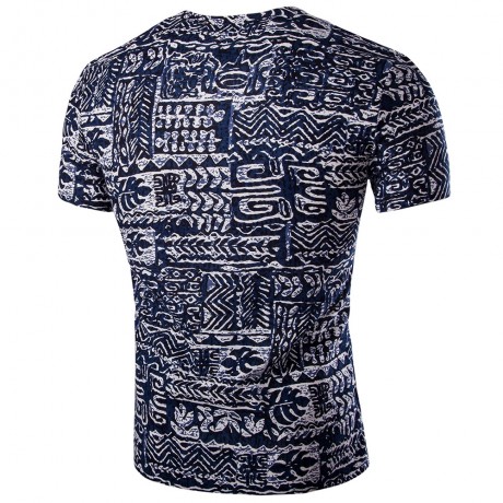 CASUAL V NECK ABSTRACT PRINTING SHORT SLEEVES T-SHIRT FOR MEN
