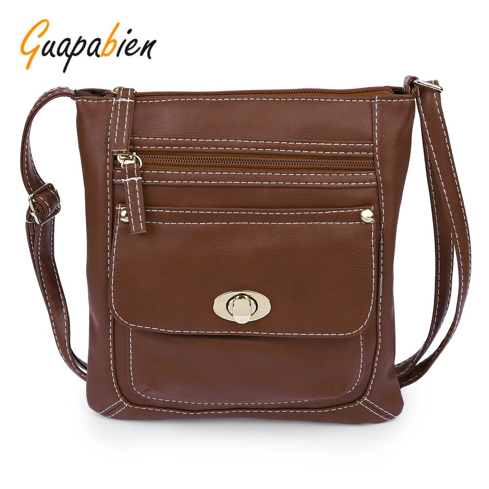 GUAPABIEN SOLID COLOR TURN LOCK ZIPPER VERTICAL DUAL PURPOSES SHOULDER MESSENGER BAG FOR W