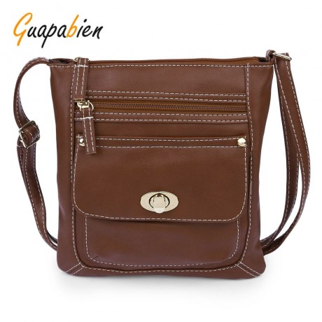 GUAPABIEN SOLID COLOR TURN LOCK ZIPPER VERTICAL DUAL PURPOSES SHOULDER MESSENGER BAG FOR W