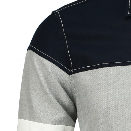 COLOR BLOCK LONG SLEEVE POCKET SHIRT