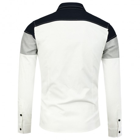 COLOR BLOCK LONG SLEEVE POCKET SHIRT