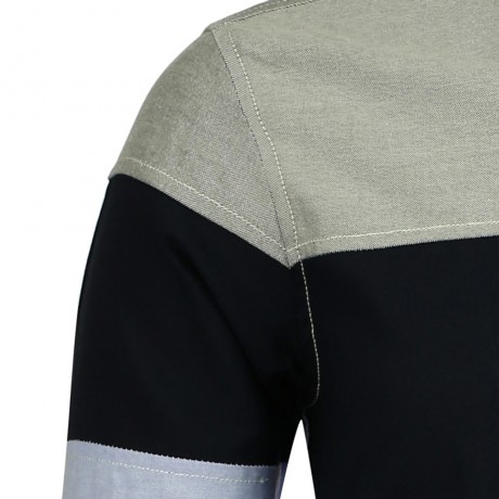 COLOR BLOCK LONG SLEEVE POCKET SHIRT