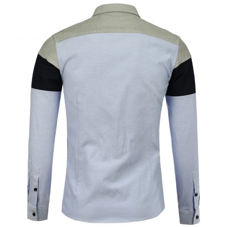 COLOR BLOCK LONG SLEEVE POCKET SHIRT