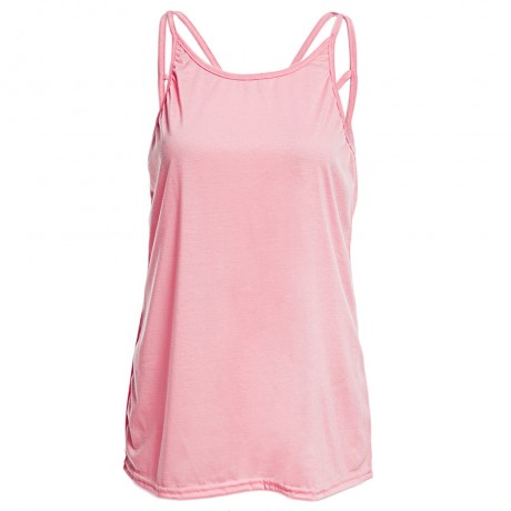 SEXY SPAGHETTI STRAP PURE COLOR CRISS-CROSS LOOSE-FITTING TANK TOP FOR WOMEN