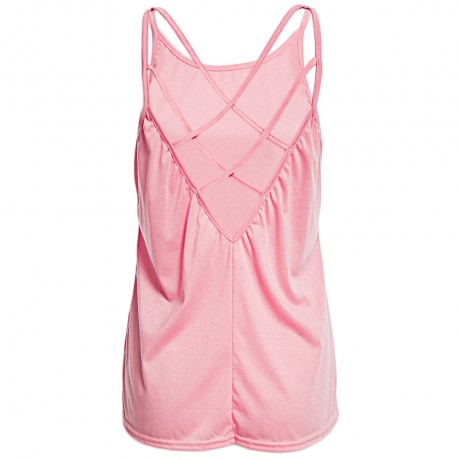 SEXY SPAGHETTI STRAP PURE COLOR CRISS-CROSS LOOSE-FITTING TANK TOP FOR WOMEN